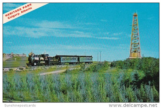 Canada Heritage Park 1905 Standard Gauge Locomotive Passes The Working Replica Of Dingman Calgary Alberta - Calgary
