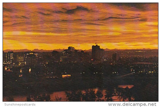 Canada Reflected In One Of Western Canadas Famous Fiery Sunsets Is Calgarys Growing Skyline Calgary Alberta - Calgary