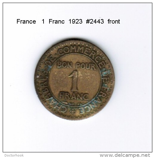 FRANCE   1  FRANC  1923  (KM # 876) - Other & Unclassified