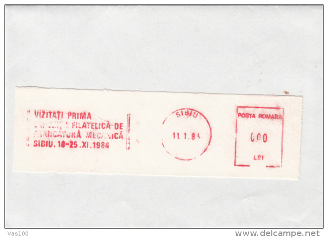 AMOUNT, BUCHAREST, PHILATELIC EXHIBITION, MACHINE POSTMARKS ON FRAGMENT, 1984, ROMANIA - Machines à Affranchir (EMA)