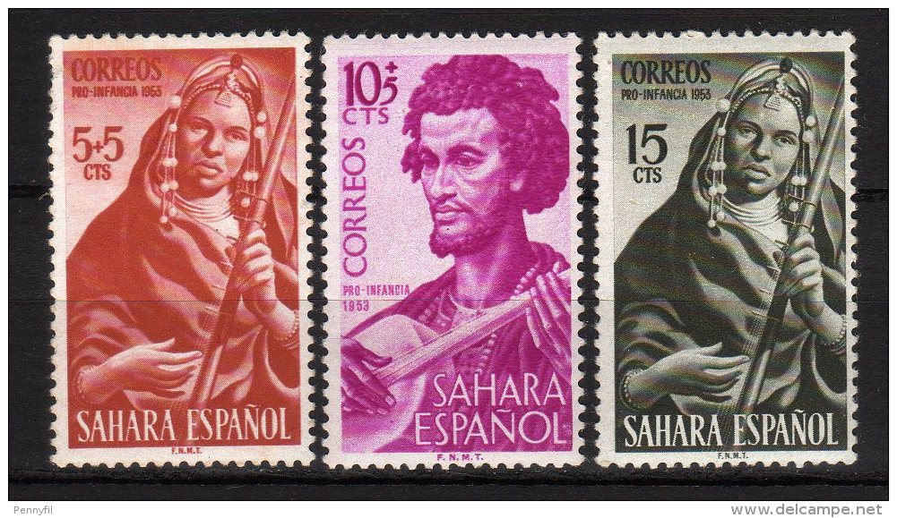 SAHARA ESPANOL - 1953 YT 91+92+93 ** - Spanische Sahara
