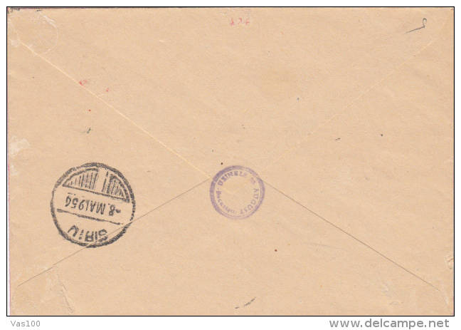 AMOUNT, BUCHAREST, FACTORY, REGISTERED, MACHINE POSTMARKS ON COVER, 1956, ROMANIA - Machines à Affranchir (EMA)
