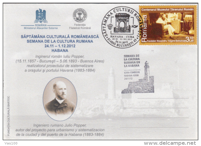 IULIU POPPER, EXPLORER, ENGINEER, CULTURAL WEEK, SPECIAL COVER, 2012, ROMANIA - Explorers