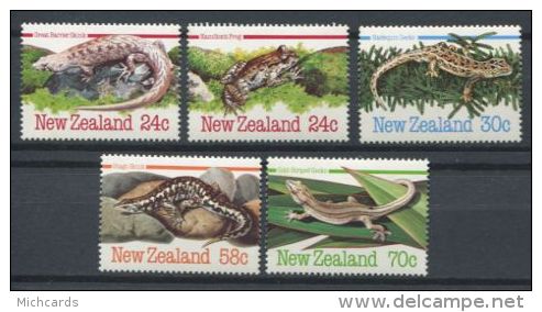 116 NEW ZELANDE 1984 - Grenouille Gecko Lezard - Neuf Sans Charniere (Yvert 871/75) - Unused Stamps