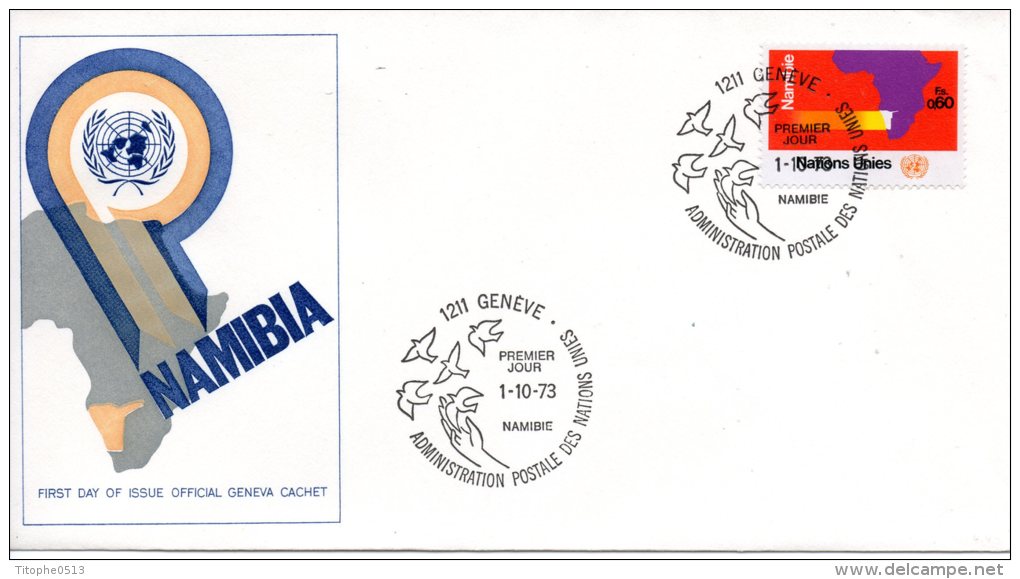 ONU GENEVE. N°34 Sur Enveloppe 1er Jour (FDC) De 1973. Namibie. - FDC