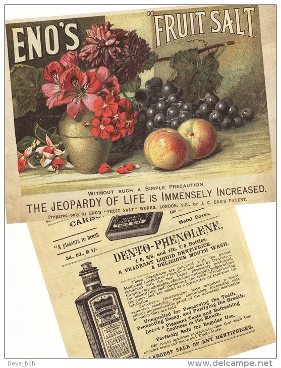 Victorian Advertising Leaflet Eno´s Fruit Salt FC Calvert Carbolic Tooth Paste Repro - Pubblicitari