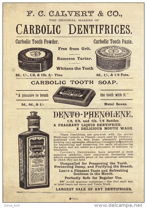 Victorian Advertising Leaflet Eno´s Fruit Salt FC Calvert Carbolic Tooth Paste Repro - Pubblicitari