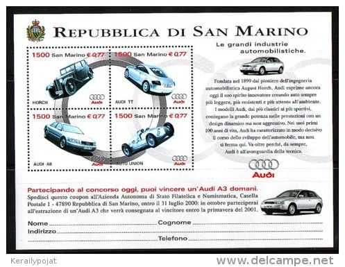 San Marino - 1999 Cars Block MNH__(THB-936) - Blocs-feuillets