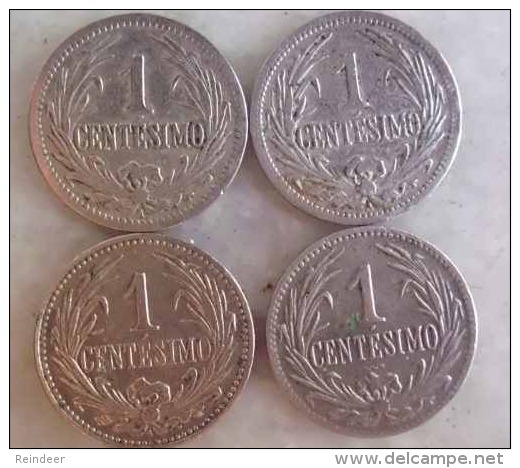 * URUGUAY - LOTE 4 Monedas 1 Centésimo Años 1901-1909-1924-1936 - Uruguay