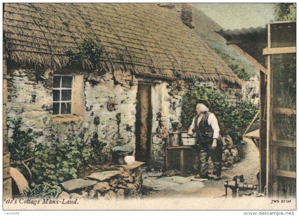 (PF 400) Very Old Postcard - Carte Ancienne - UK - Isle Of Man - Pete's Cottage - Isle Of Man