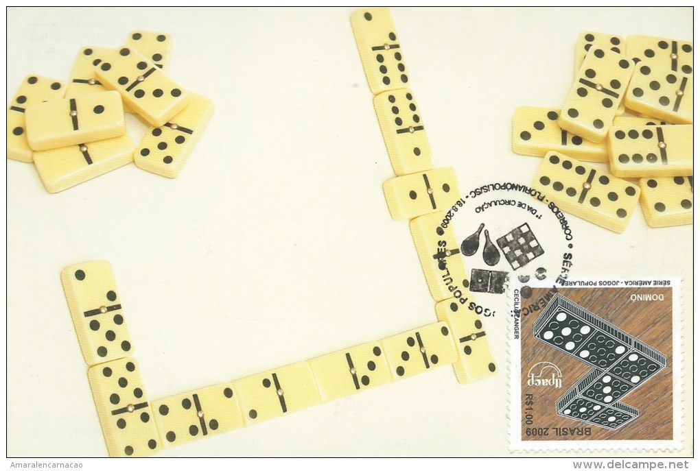 CARTE MAXIMUM - MAXICARD - MAXIMUMKARTE - MAXIMUM CARD - BRÉSIL -  JEUX POPULARES - DOMINÓ - OBLITERATION TRIPLE - Unclassified