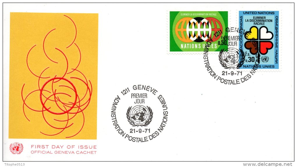 ONU GENEVE. N°19-20 Sur Enveloppe 1er Jour (FDC) De 1971. Racisme. - FDC