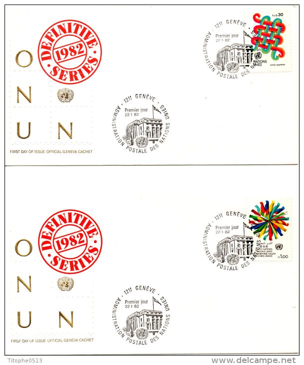 ONU GENEVE. N°103-4 Sur 2 Enveloppes 1er Jour (FDC´s) De 1982. Symboles. - FDC