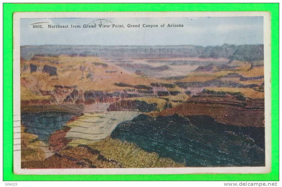 GRAND CANYON, AZ - NORTHEAST FROM GRAND VIEW POINT - CARD TRAVEL IN 1936 - - Grand Canyon