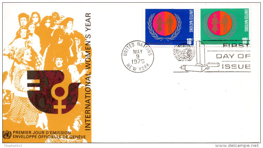 ONU GENEVE. N°48-9 Sur Enveloppe 1er Jour (FDC) De 1975. Année De La Femme. - FDC