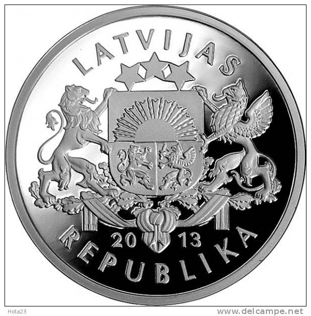 LATVIA 20 Lati Collector Silver Coin Fish Salmon 2013 Proof - Latvia