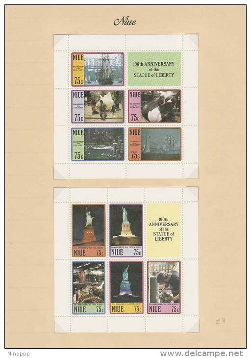 Niue-1986 Statue Of Liberty Set 2 MS MNH - Niue