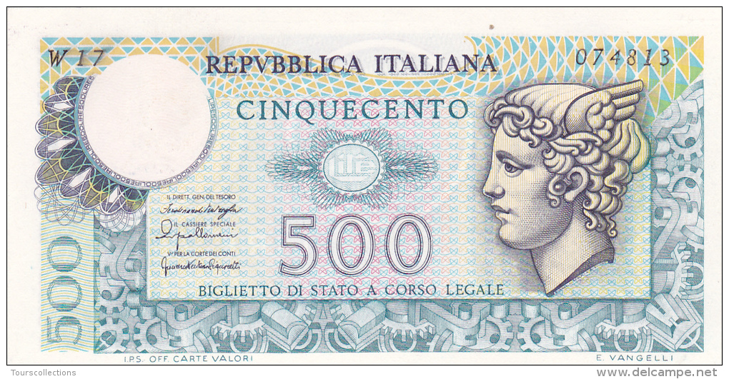 Billet ITALIE NEUF ( FdS) 500 Lire De 1976 Alphabet W 17 !!! @ Biglietto Di Stato - 500 Liras