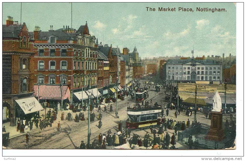 NOTTINGHAM - THE MARKET PLACE - ANIMATED 1915  Nt142 - Nottingham