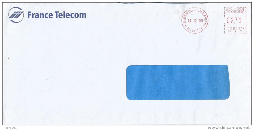 Mayotte 1999 Mamoudzou Kaweni NL Meter Franking Internal Cover - Cartas & Documentos