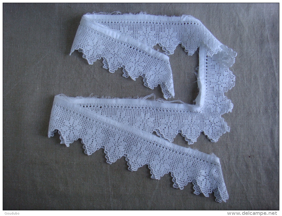 Carré D'entour En Dentelle Blanche Ancienne, 63cm X 4, Sans Raccord. Voir Photos. - Laces & Cloth