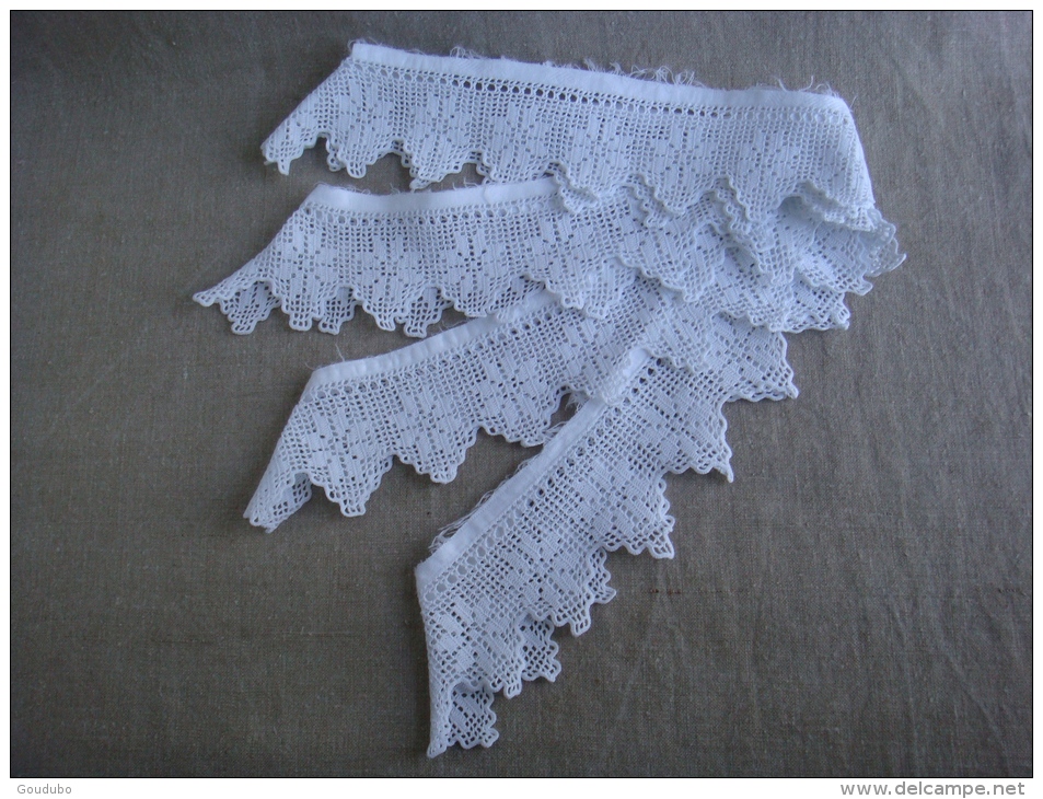 Carré D'entour En Dentelle Blanche Ancienne, 63cm X 4, Sans Raccord. Voir Photos. - Laces & Cloth