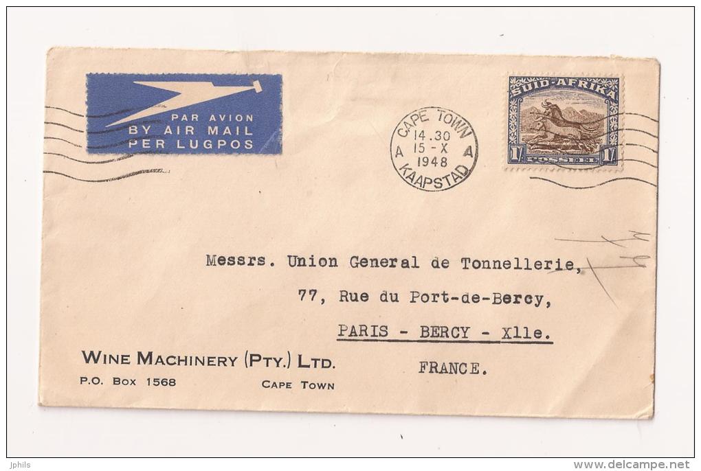 Lettre De CAP TOWN Pour La France 1948 Par Avion - Briefe U. Dokumente