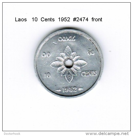 LAOS    10  CENTS  1952  (KM # 4) - Laos