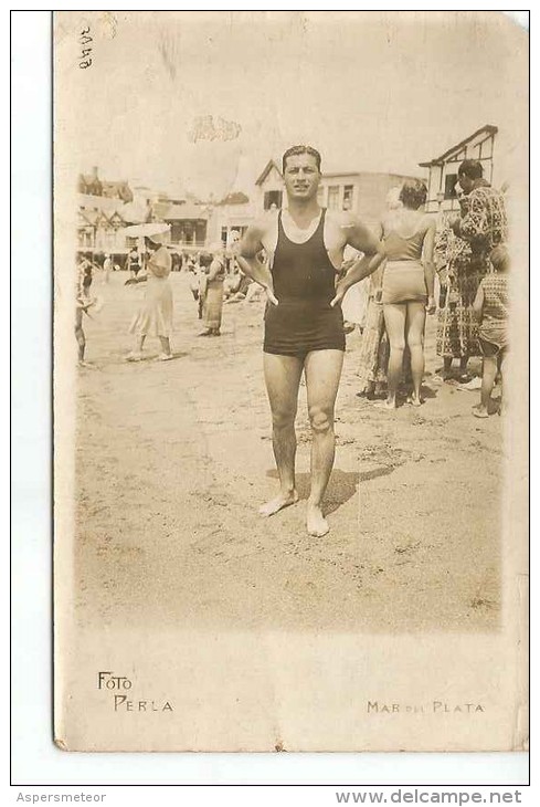 HOMBRE EN MALLA AÑO 1900  MAR DEL PLATA  ARGENTINA   OHL - Hommes