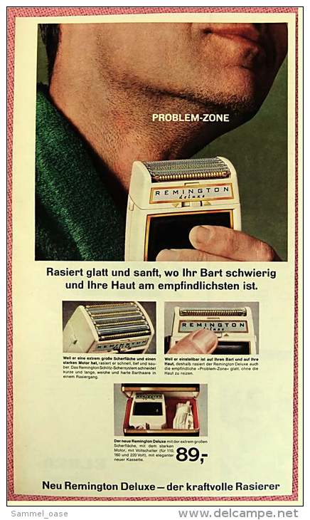 Reklame Werbeanzeige  ,  Remington Deluxe  -  Der Kraftvolle Rasierer  ,  Von 1965 - Autres Appareils