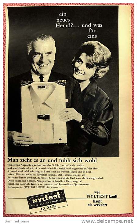 Reklame Werbeanzeige  -  Nylon NYLTEST  -  Ein Neues Hemd?....und Was Für Eins  -  Von 1965 - 1940-1970 ...