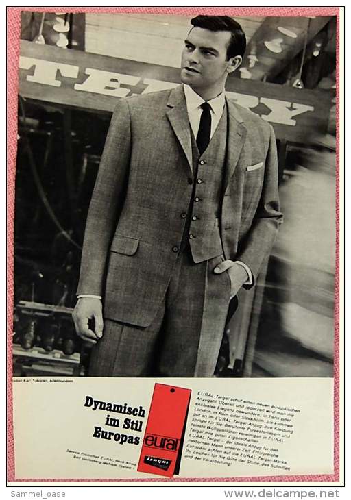 Reklame Werbeanzeige  -  Eural Polyester Anzug  -  Dynamisch Im Stil Europas  -  Von 1965 - 1940-1970 ...