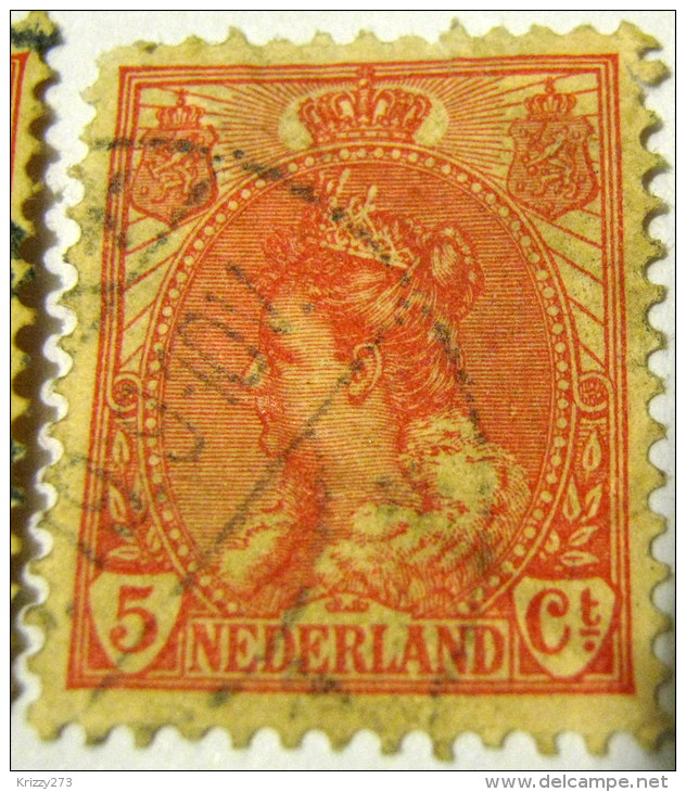 Netherlands 1898 Queen Wilhelmina 5c - Used - Oblitérés