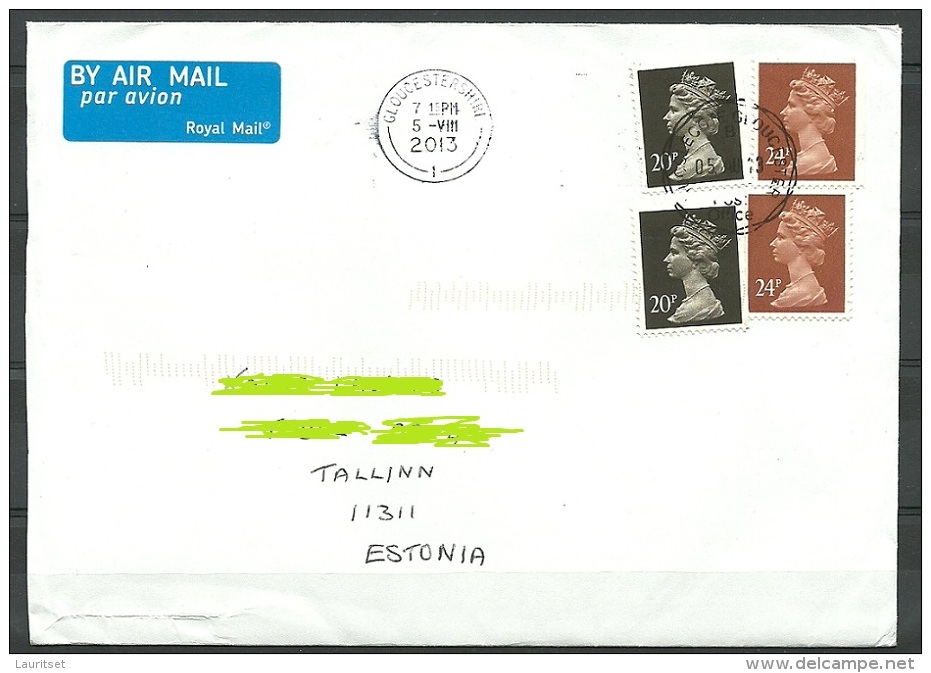 GREAT BRITAIN England Air Mail Cover To Estland Estonia Estonie 2013 With Queen Elizabeth II Stamp Etc - Brieven En Documenten