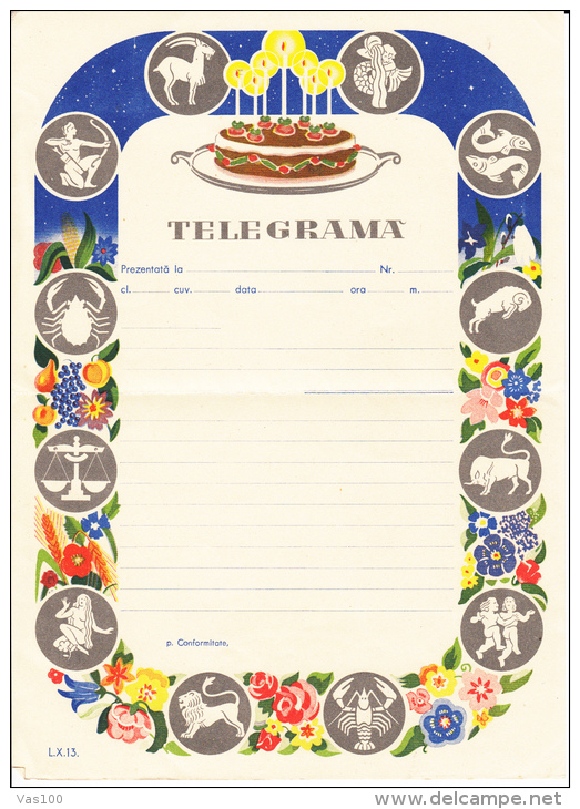 TELEGRAM FORM, HOROSKOPE, UNUSED, ROMANIA - Télégraphes
