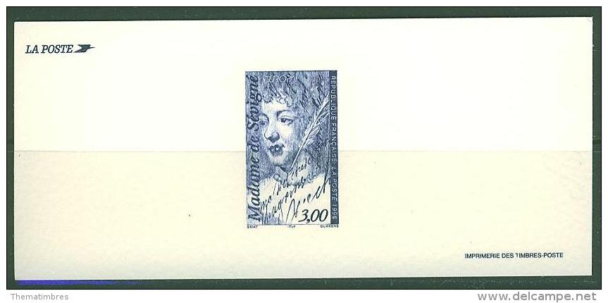 GRA3000A Europa Madame De Sevigné Plume Ecriture 3000A France 1996 Gravure Officielle - 1996