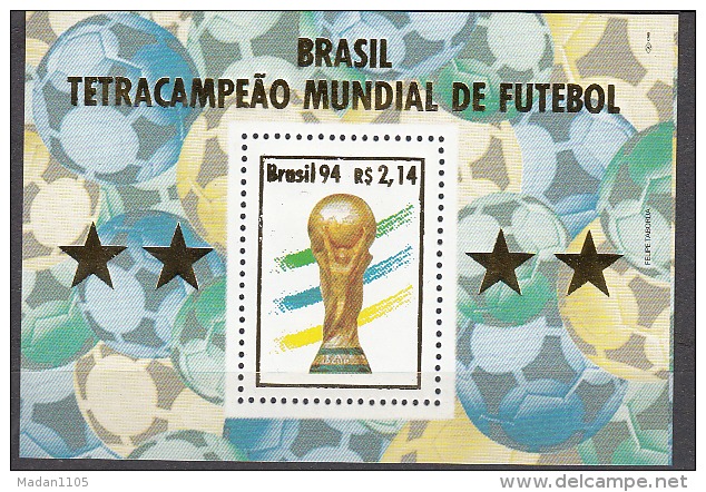 BRAZIL, 1994, World Cup Football, Soccer, Miniature Sheet, MNH, (**) - 1994 – Vereinigte Staaten