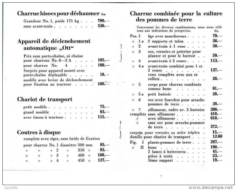 Ott Frères SA - Machines - Worb/Berne - Charrue Etc ... 1961. - Tractors