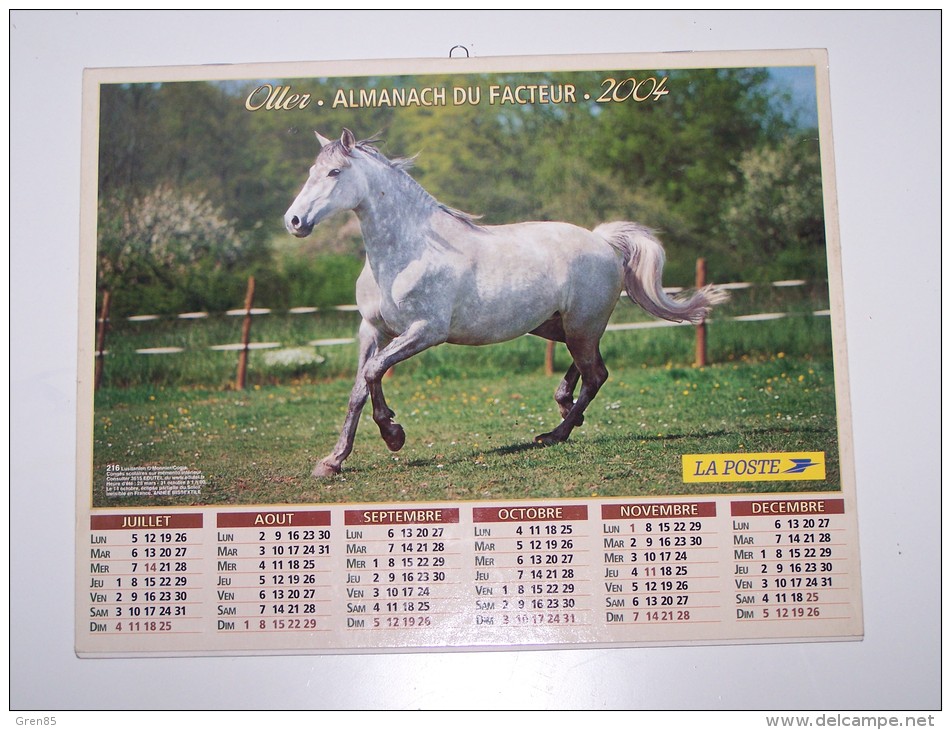 2004 CALENDRIER (double) ALMANACH DU FACTEUR, LA POSTE, PONEYS, LUSITANIEN, OLLER, ARDENNES 08 - Formato Grande : 2001-...