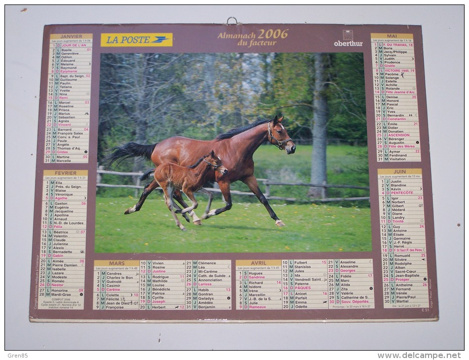 2006 CALENDRIER (double) ALMANACH DU FACTEUR, LABRADORS, CHEVAUX, OBERTHUR, ARDENNES 08 - Tamaño Grande : 2001-...