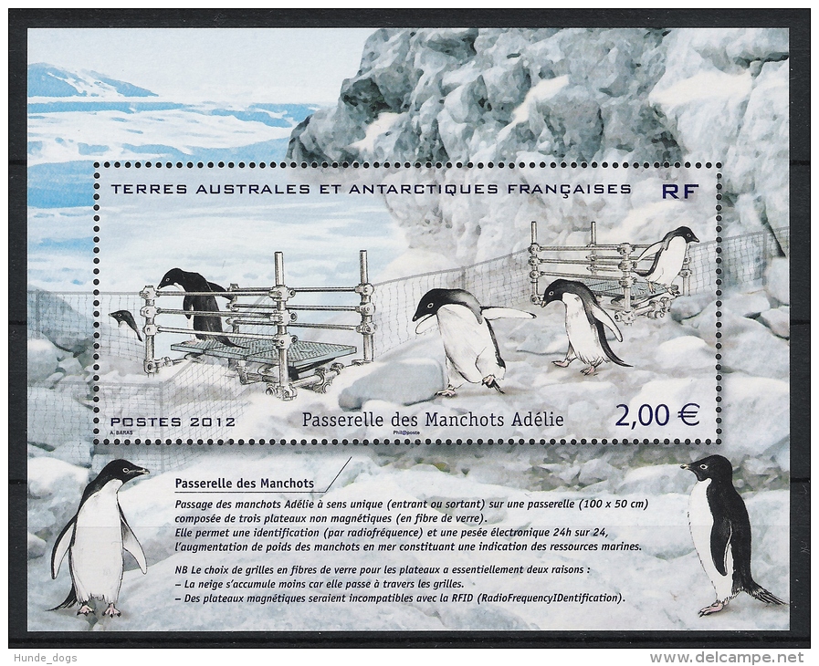 TAAF 2012 Pinguine Fauna Vogel Birds Adelie Mi# Bl. 32 ** MNH - Nuevos