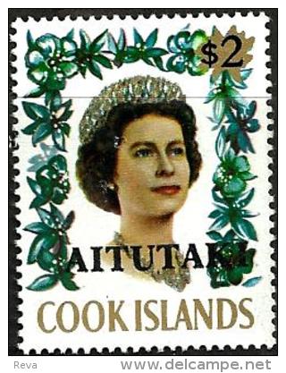 COOK ISLANDS AITUTAKI 25th ANNIVERSARY OF ACCESSION OF QEII 1977 SET OF 1 $2 STAMP MINT SG214 READ DESCRIPTION !! - Aitutaki