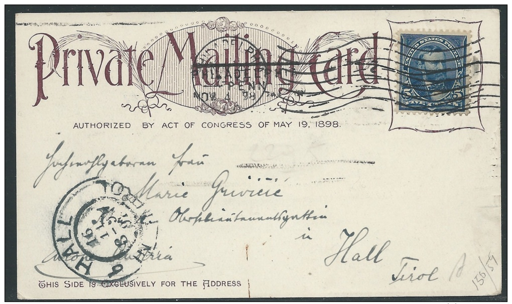 Spanish American War 1898, U.S. Battleship "Maine" Picture Postcard, With Scott #281 (5c Grant), Sent To Austria - Postal History