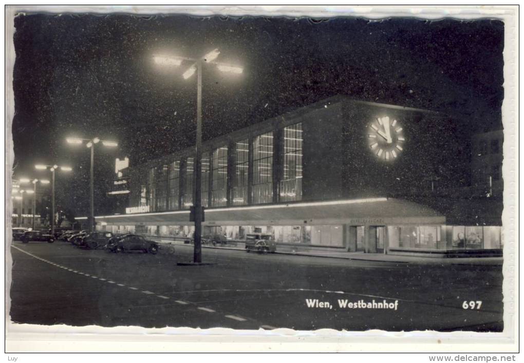 WIEN - Westbahnhof Bei Nacht    1957,  Bahnhof - Autres & Non Classés