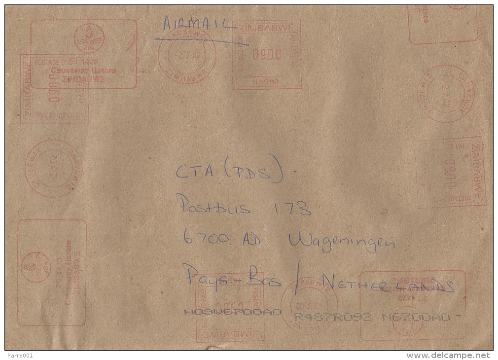 Zimbabwe 2002 Causeway Hasler Mailmaster HAS90 Meter Franking Cover - Zimbabwe (1980-...)