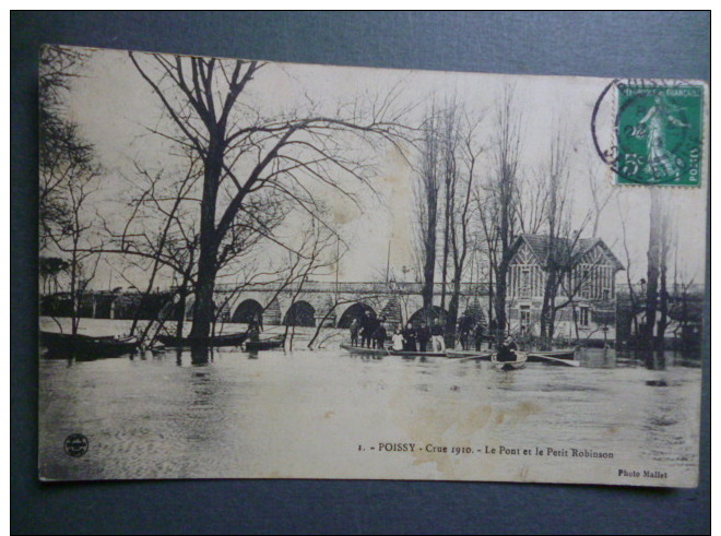 78 POISSY  - Crue 1910 - Le Pont Et Le Petit Robinson - Other & Unclassified