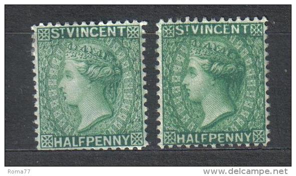 SS2556 - ST. VINCENT , Yvert N. 32 : 2 Valori Fil Normale + Reversed * Mint - St.Vincent (...-1979)