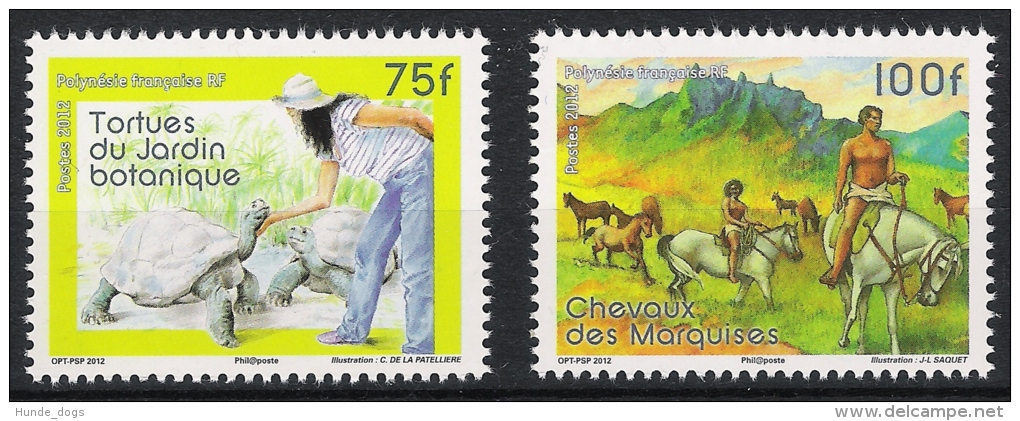 Französisch Polynesien POLYNESIE 2012 Fauna Pferd Schildkröte Horse Turtle Mi# 1207-08 ** MNH - Unused Stamps
