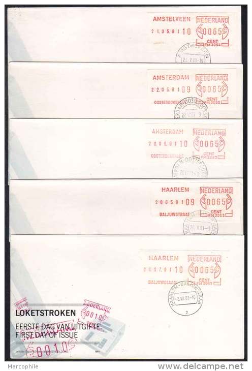 ATM - FRAMA - POSTAGE LABEL /1981 PAYS BAS - 5 ENVELOPPES FDC (ref 4844) - Máquinas Franqueo (EMA)
