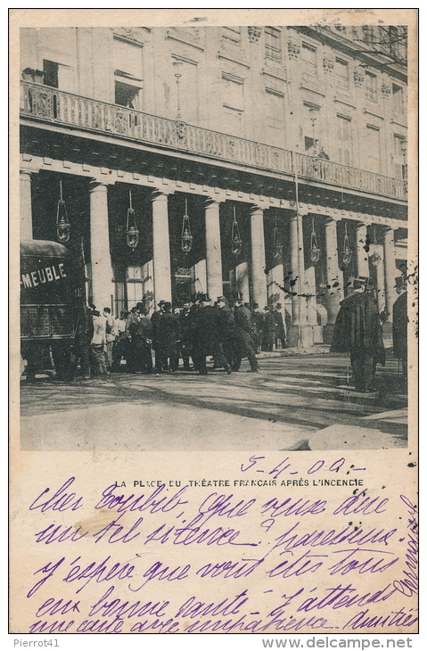 PARIS - La Place Du Théâtre Français Après L'Incendie (écrite En 1900) - Sonstige & Ohne Zuordnung